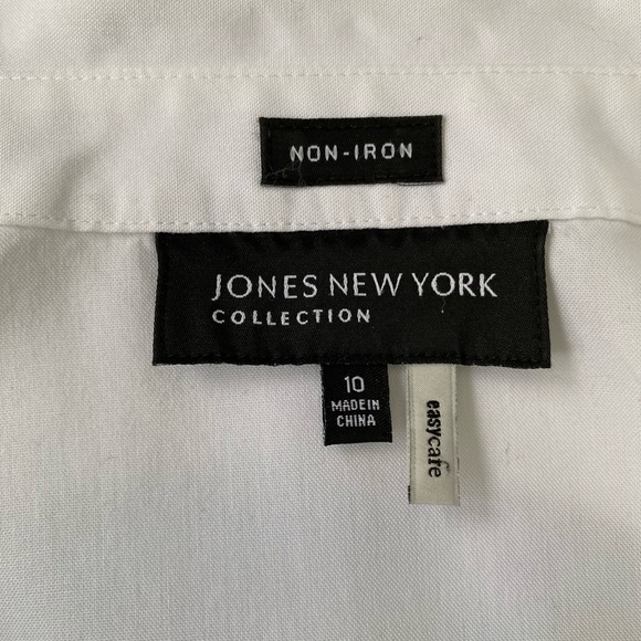 Jones New York COLLECTION Women's HIDDEN BUTTONS Tailored, No Iron Cotton Shirt - Picture 8 of 11